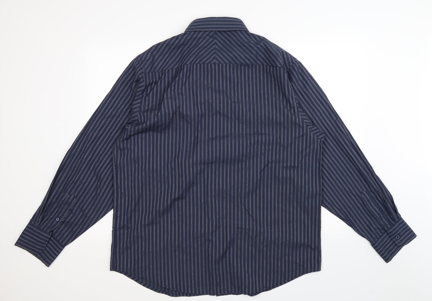 Vintage Mens Blue Striped   Dress Shirt Size 2XL