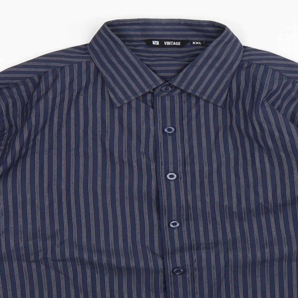 Vintage Mens Blue Striped   Dress Shirt Size 2XL