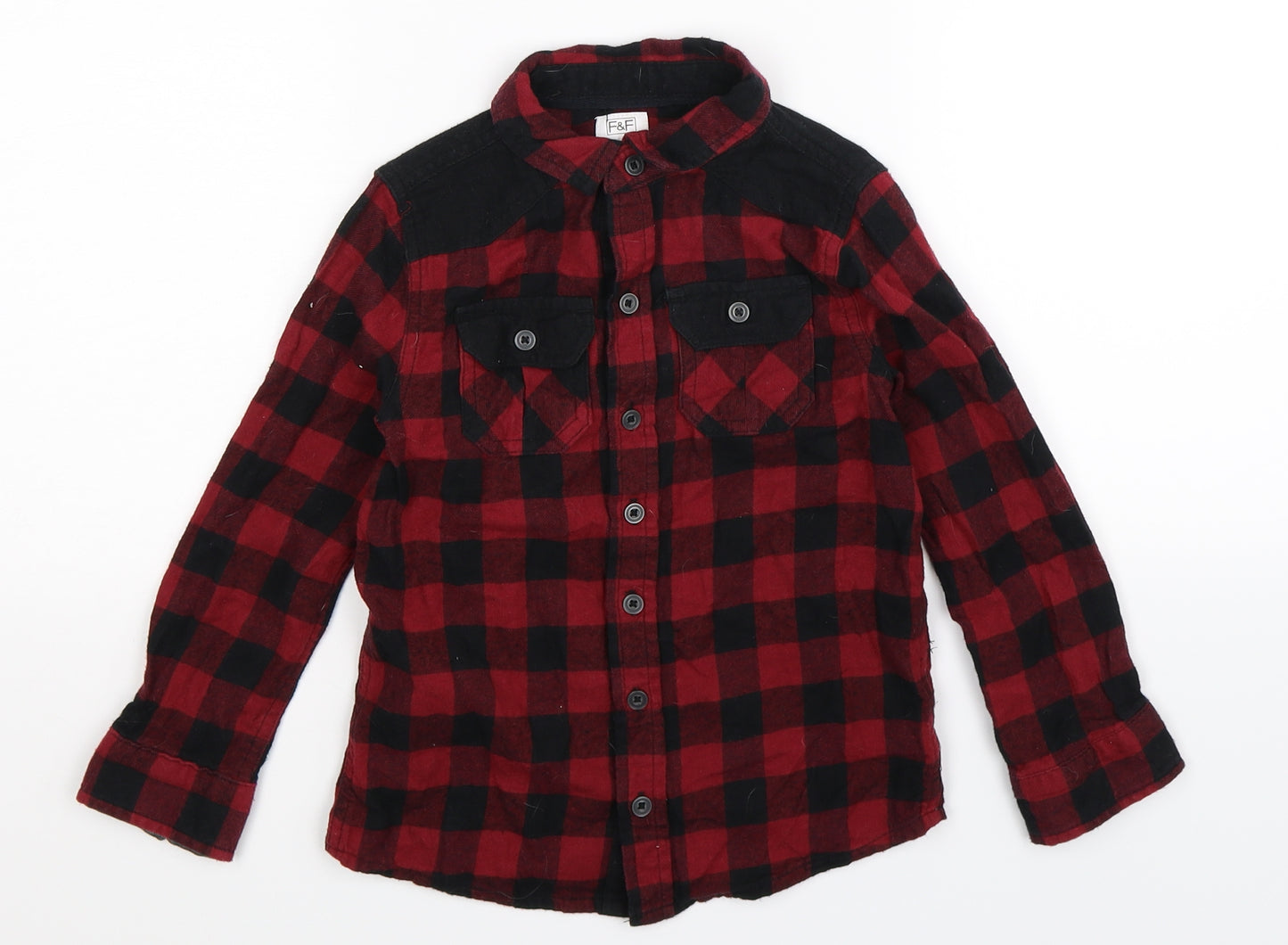 F&F Boys Multicoloured Check  Basic Button-Up Size 5-6 Years