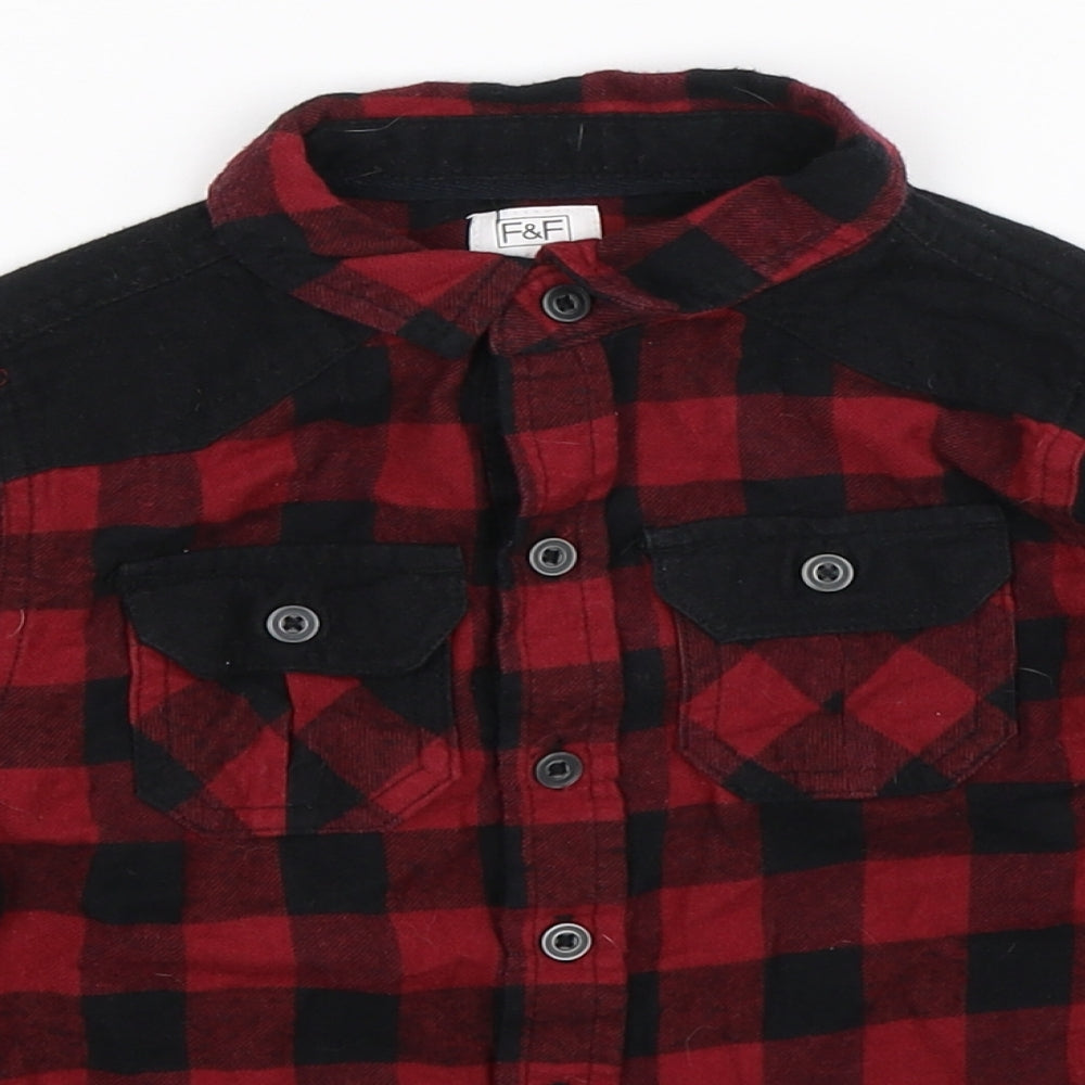 F&F Boys Multicoloured Check  Basic Button-Up Size 5-6 Years
