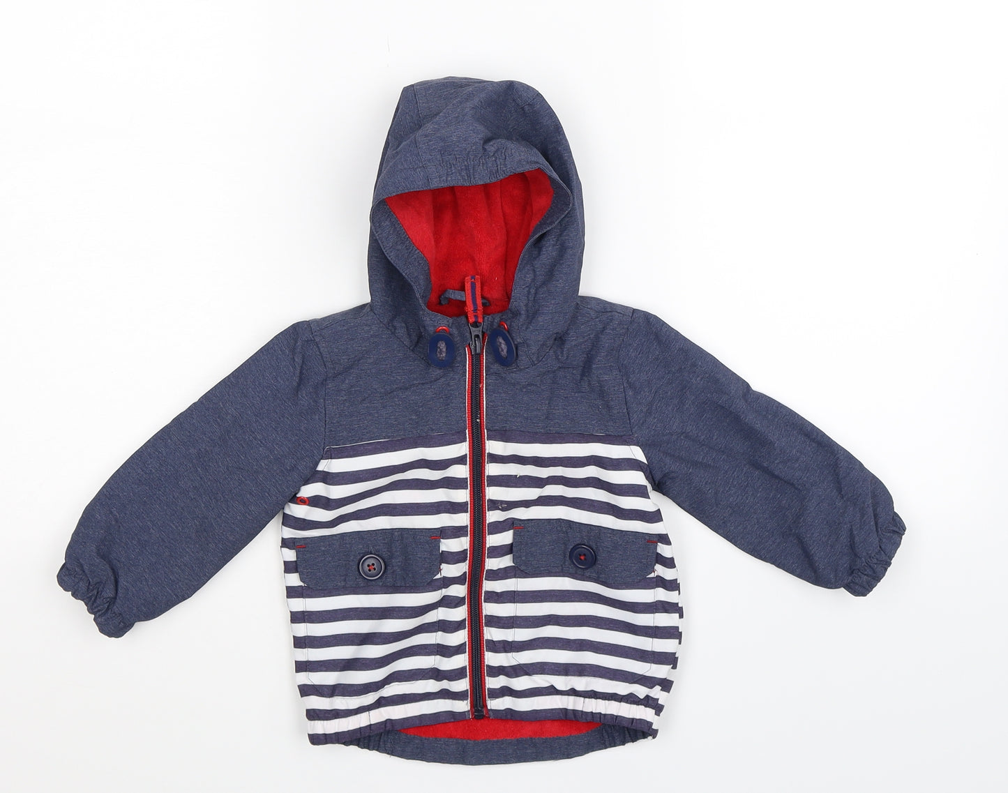 Marks and Spencer Boys Blue Striped  Jacket  Size 12-18 Months
