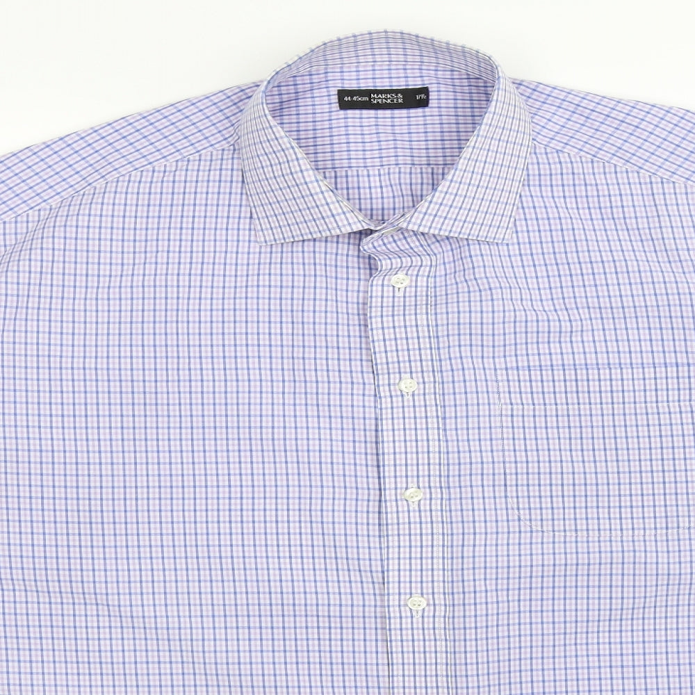 Marks and Spencer Mens Multicoloured Check   Dress Shirt Size 17.5