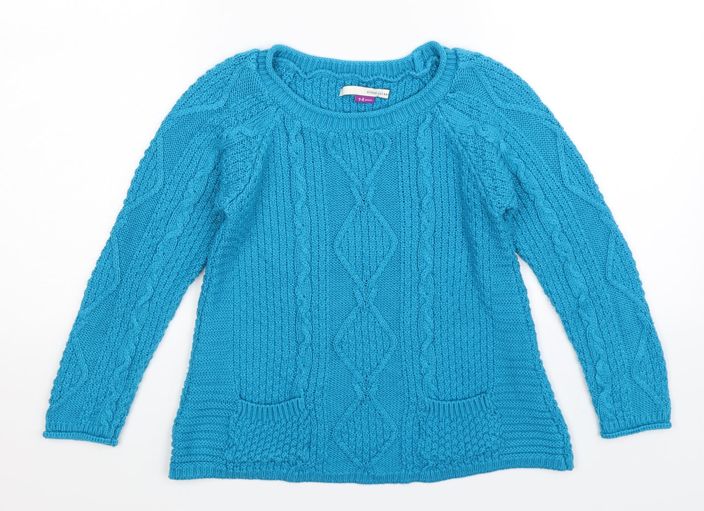 River Island Girls Blue  Knit Pullover Jumper Size 7-8 Years