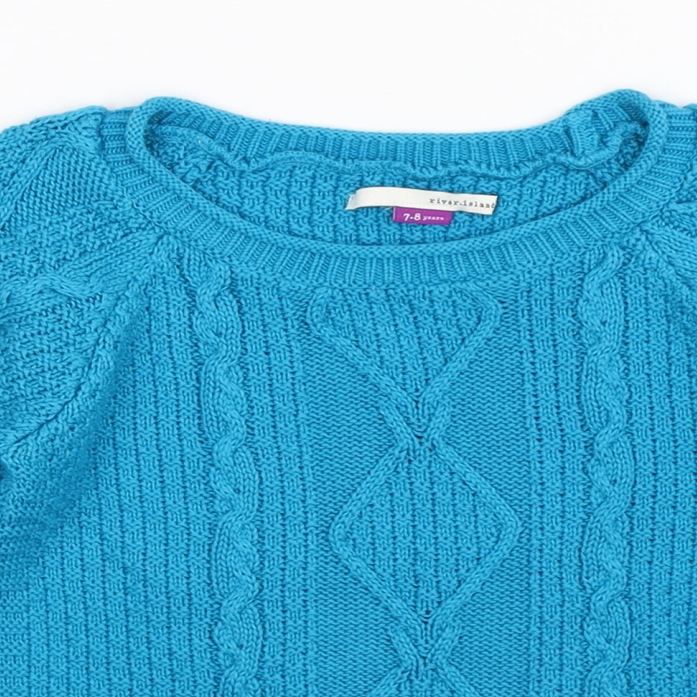 River Island Girls Blue  Knit Pullover Jumper Size 7-8 Years