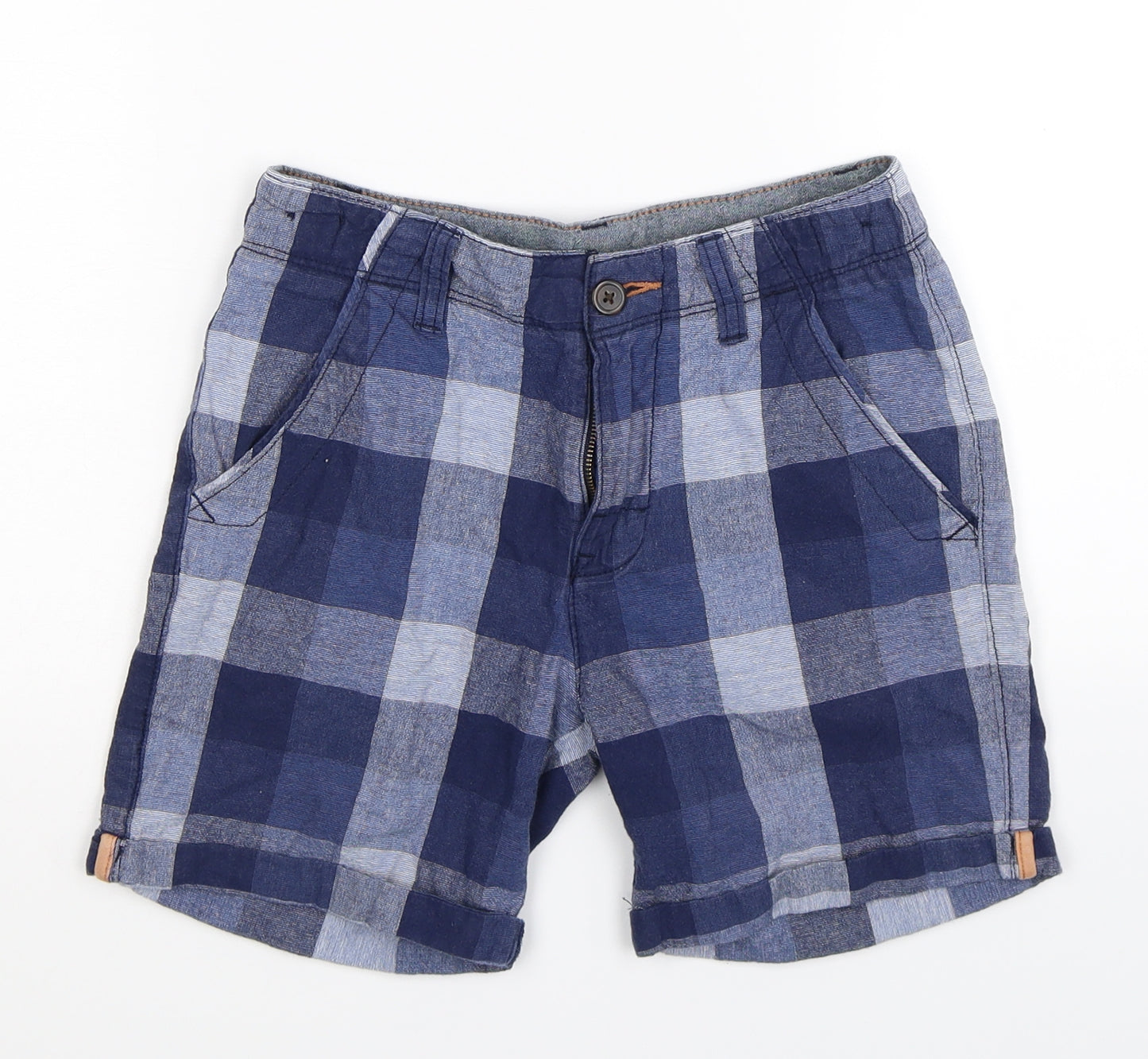 George Boys Blue Check  Chino Shorts Size 8-9 Years