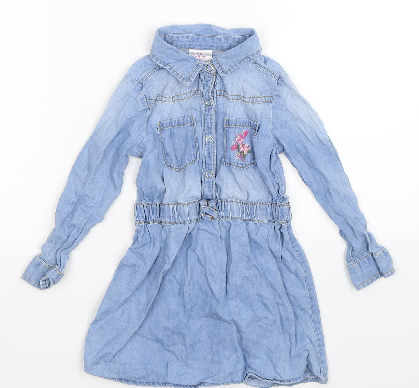 E-vie Girls Blue  Denim Shirt Dress  Size 3 Years