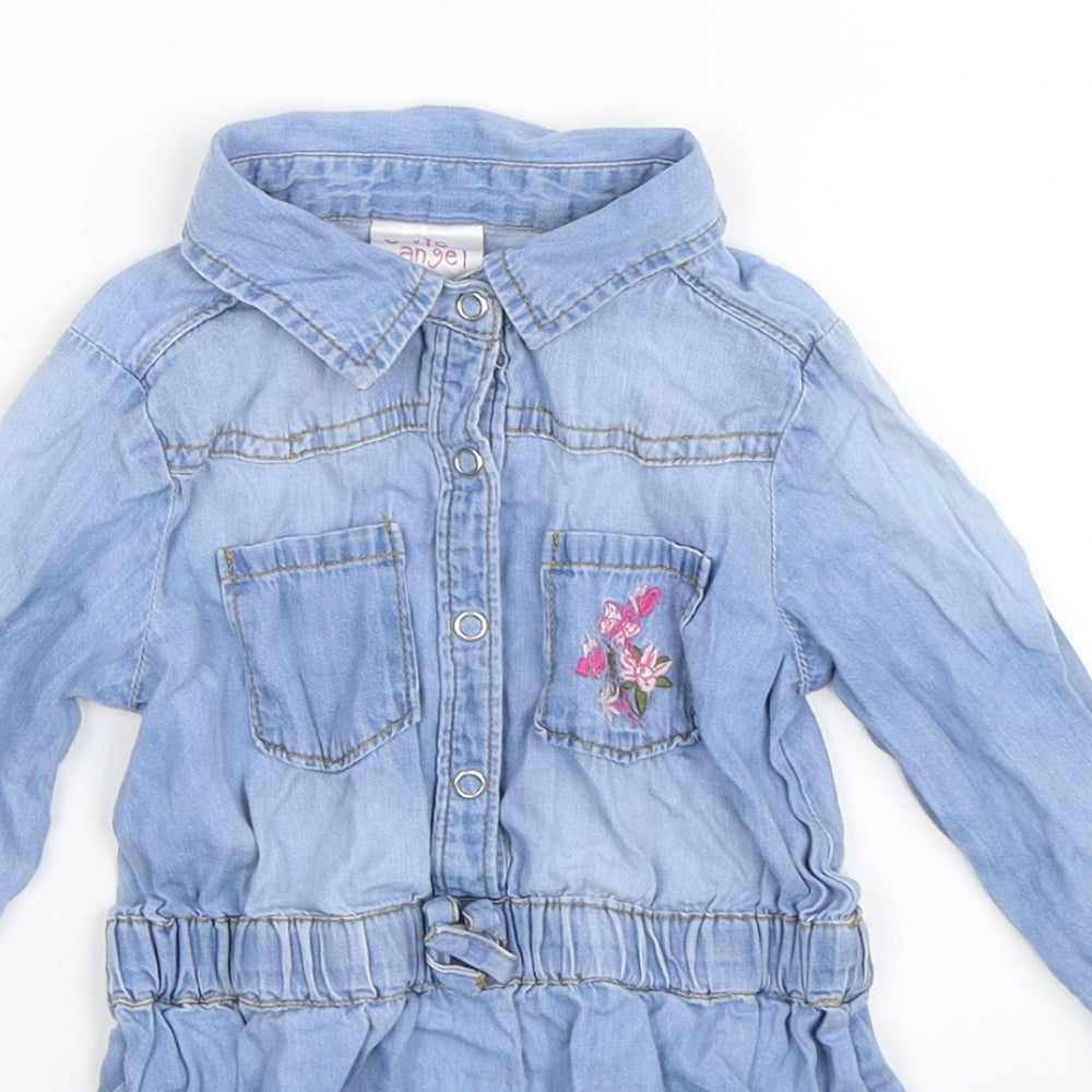 E-vie Girls Blue  Denim Shirt Dress  Size 3 Years