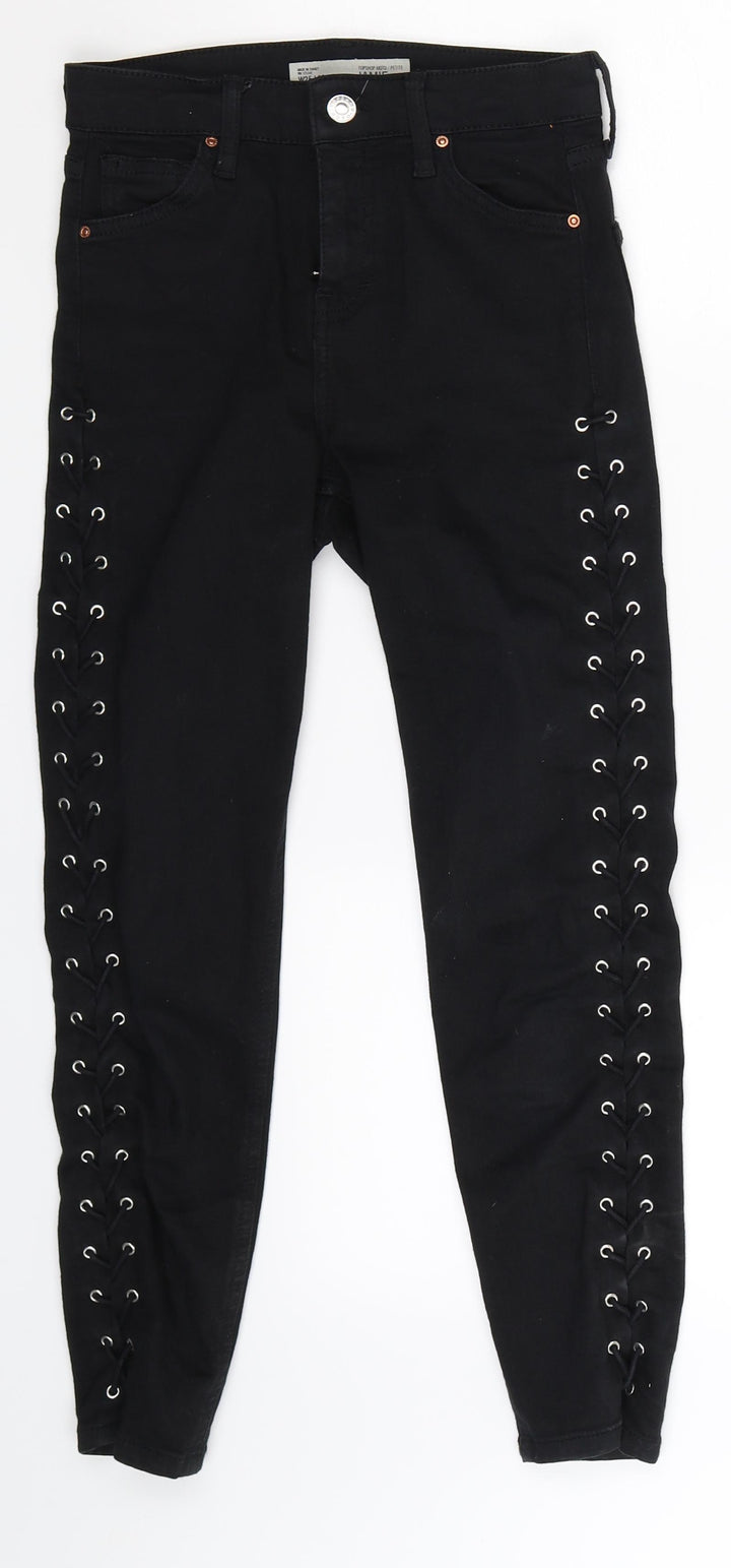 Topshop Womens Black Denim Skinny Jeans Size 25 in L28 in