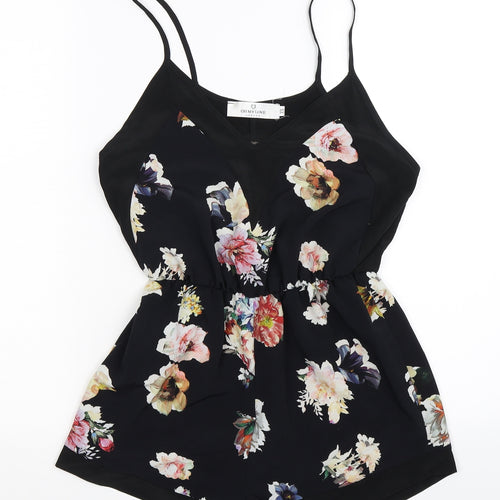 Oh My Love Womens Black Floral  Jumpsuit One-Piece Size XS L3 in