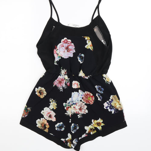 Oh My Love Womens Black Floral  Jumpsuit One-Piece Size XS L3 in