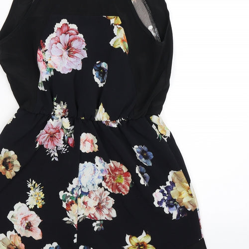 Oh My Love Womens Black Floral  Jumpsuit One-Piece Size XS L3 in