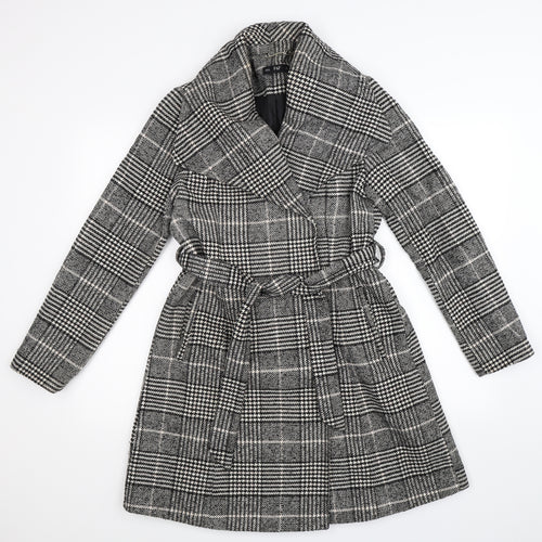 F&F Womens Grey Houndstooth  Pea Coat Coat Size 8