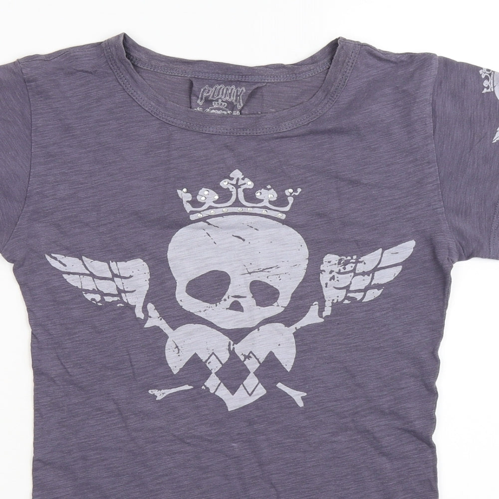 Punky Fish Womens Grey   Basic T-Shirt Size M