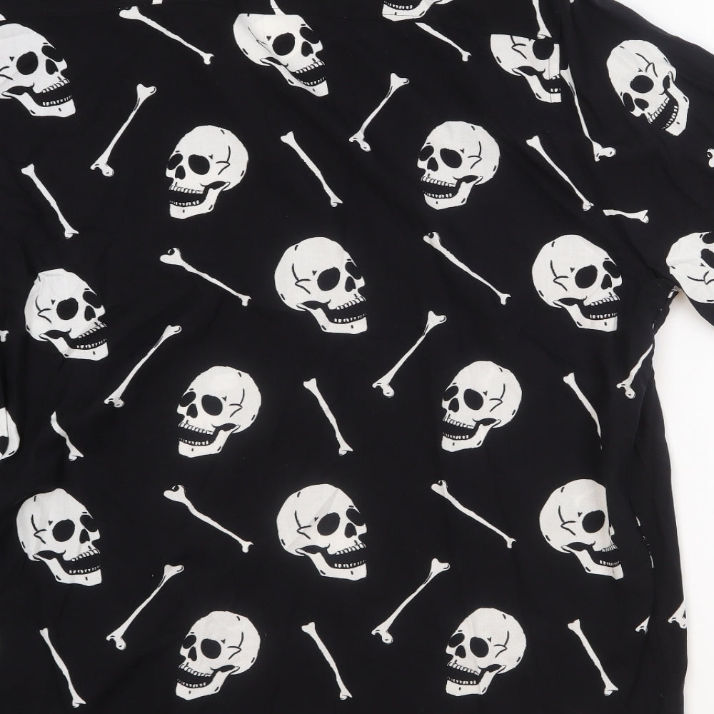 George Mens Black    Button-Up Size XL  - Skulls
