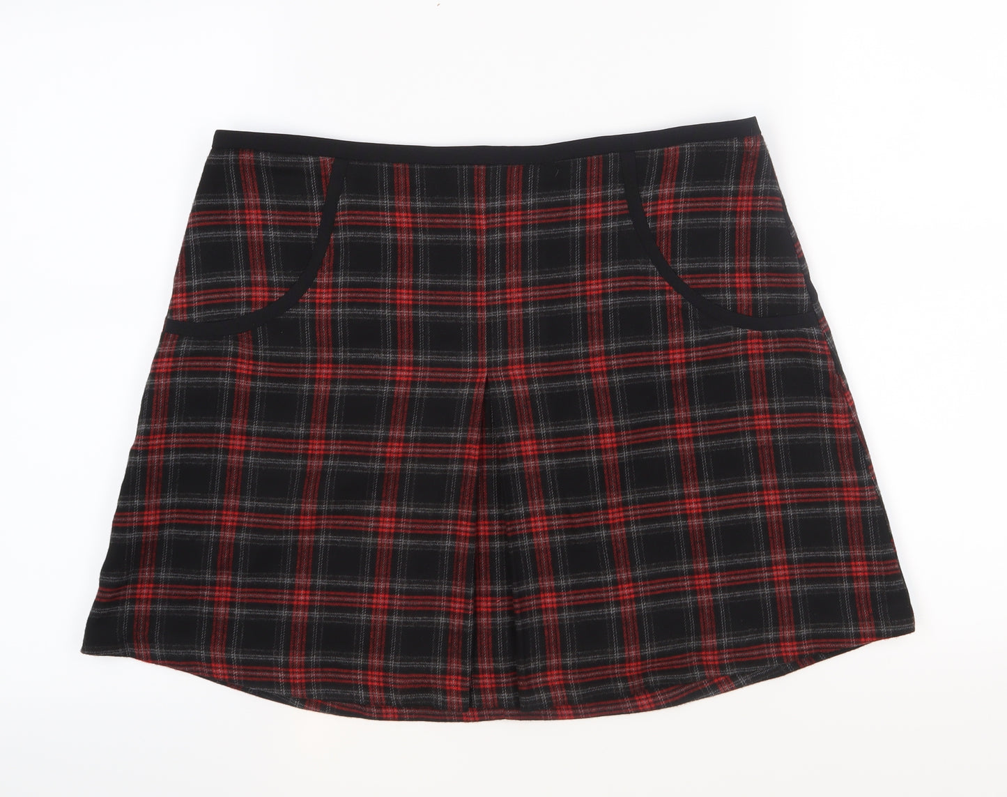 Peacocks Womens Black Plaid  A-Line Skirt Size 16