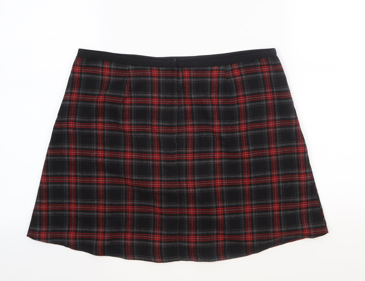 Peacocks Womens Black Plaid  A-Line Skirt Size 16