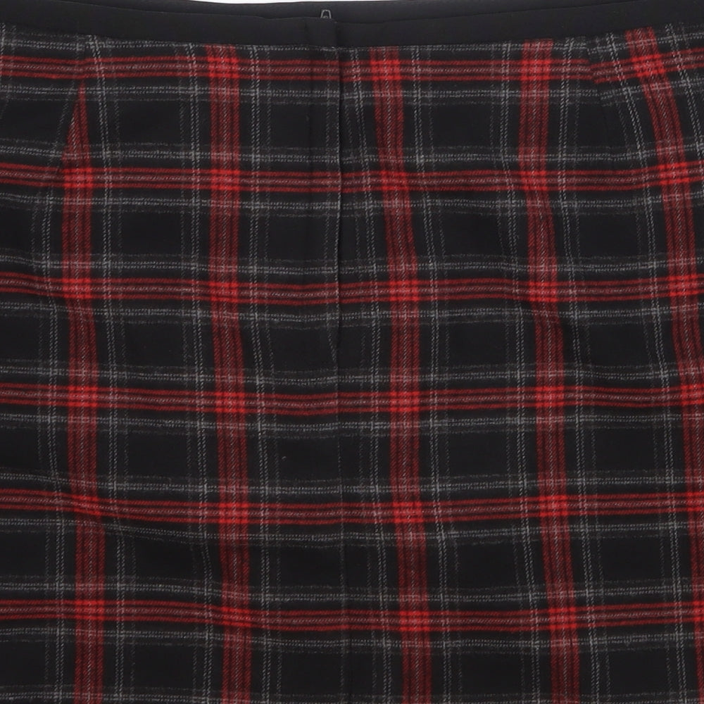 Peacocks Womens Black Plaid  A-Line Skirt Size 16