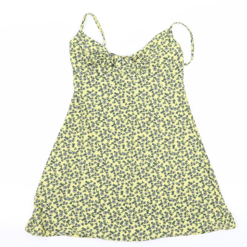 Topshop Womens Yellow Floral  Basic Blouse Size 4