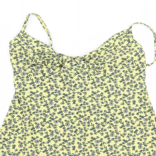 Topshop Womens Yellow Floral  Basic Blouse Size 4