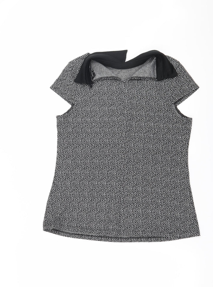 Dorothy Perkins Womens Black Ringer Blouse Size 14