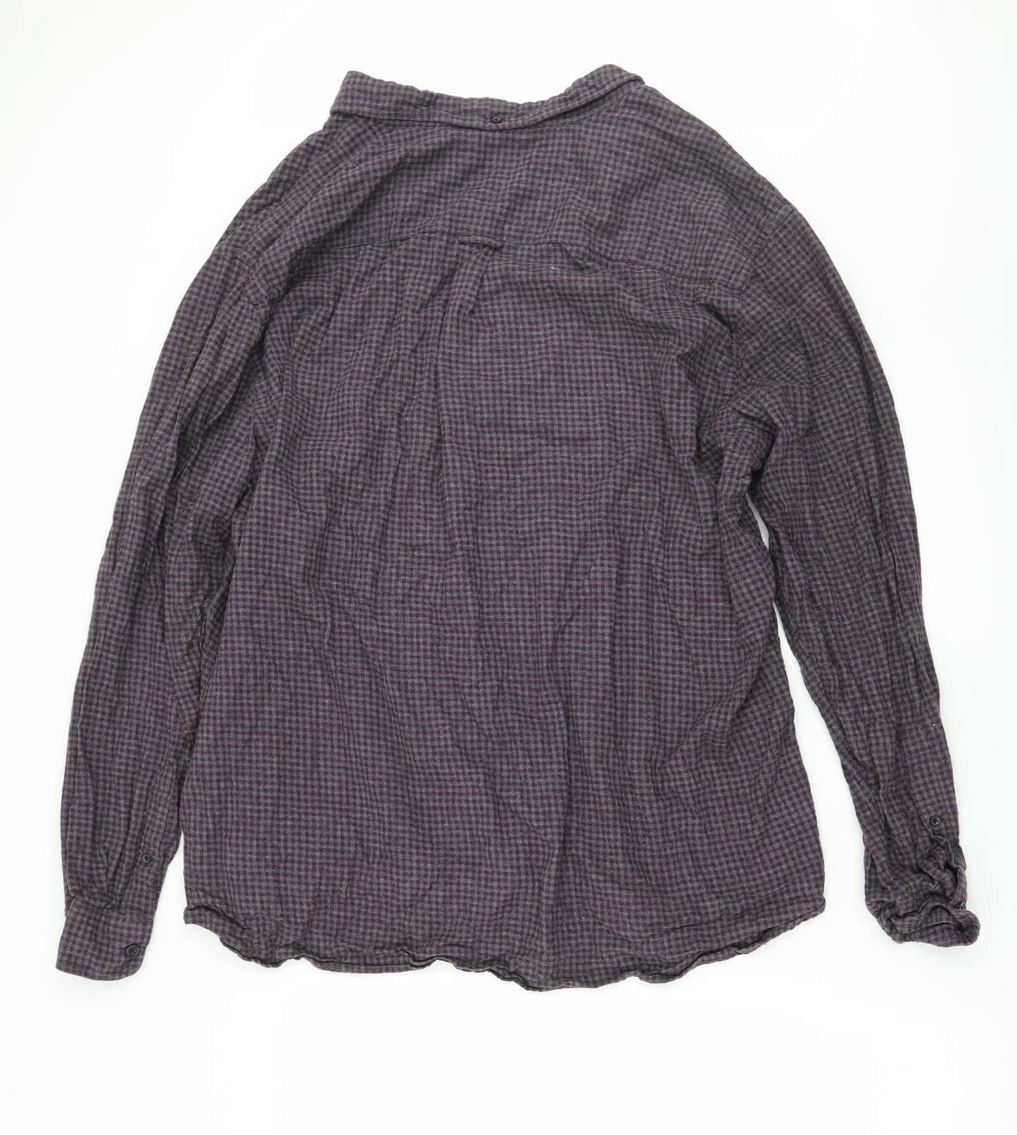 TU Mens Purple Check   Button-Up Size XL