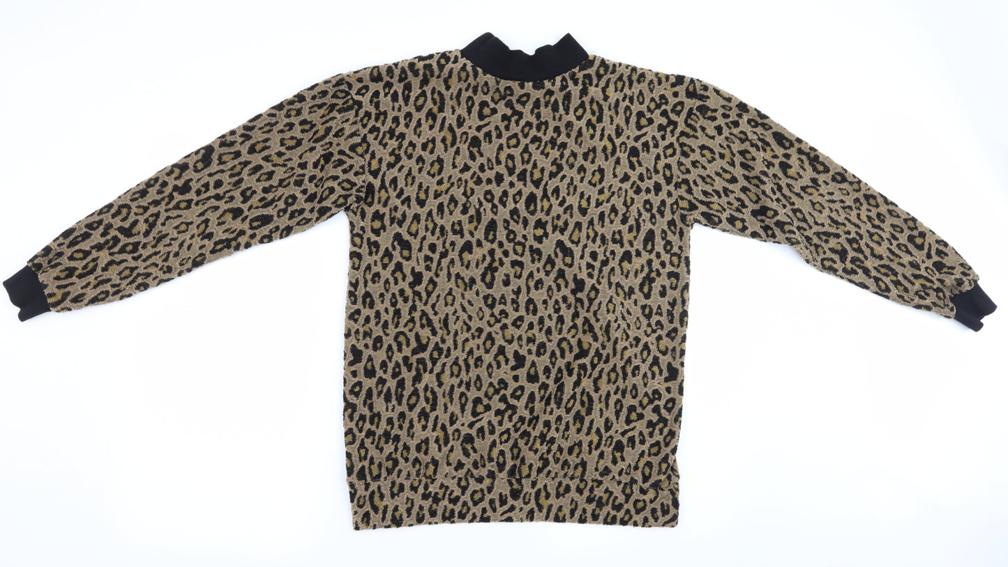 Select Womens Gold Animal Print  Pullover Jumper Size S
