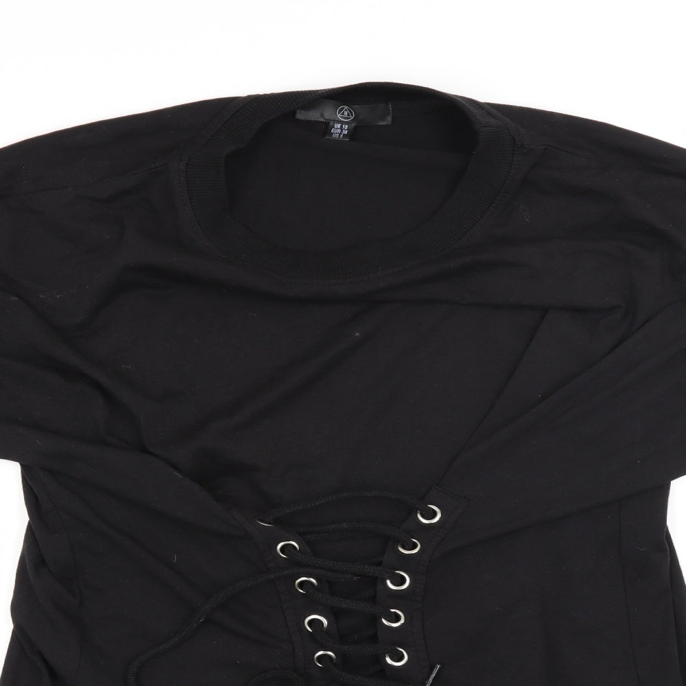 Missguided Womens Black   Basic T-Shirt Size 10  - Lace Up