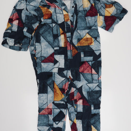 Native Youth Womens Blue Geometric  Bodysuit One-Piece Size S L23 in