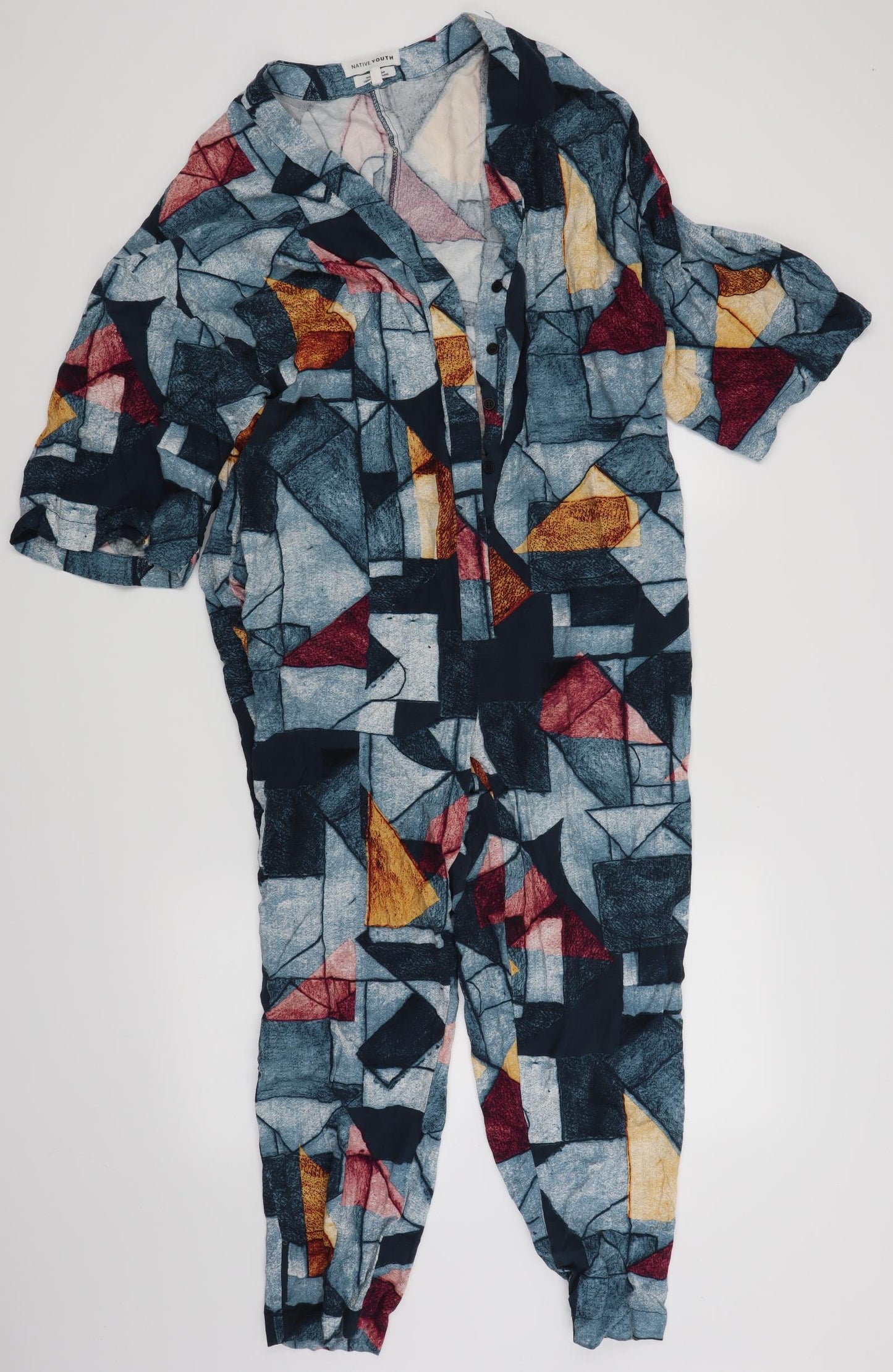 Native Youth Womens Blue Geometric  Bodysuit One-Piece Size S L23 in