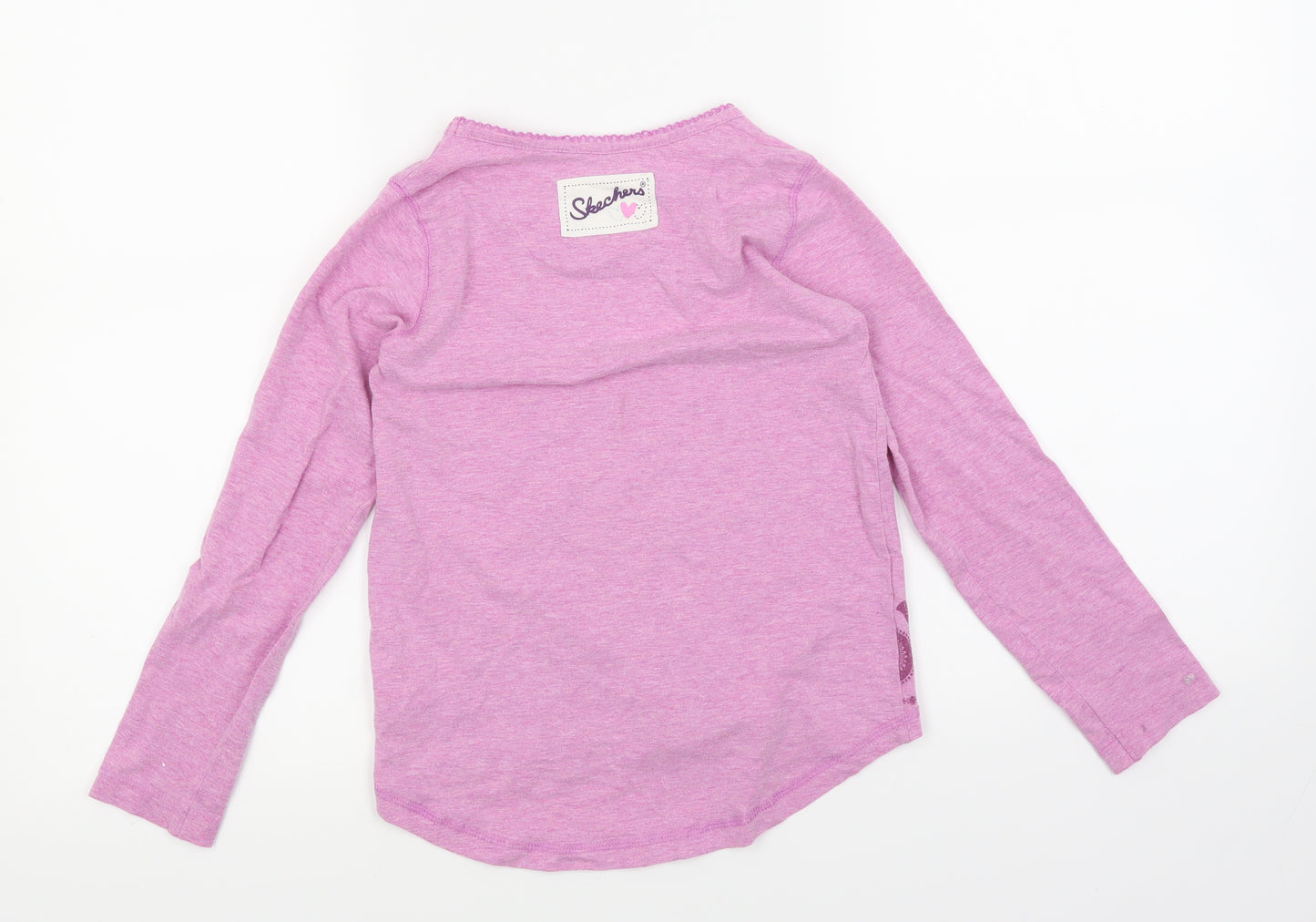 Skechers Girls Purple Floral  Basic Blouse Size 6-7 Years
