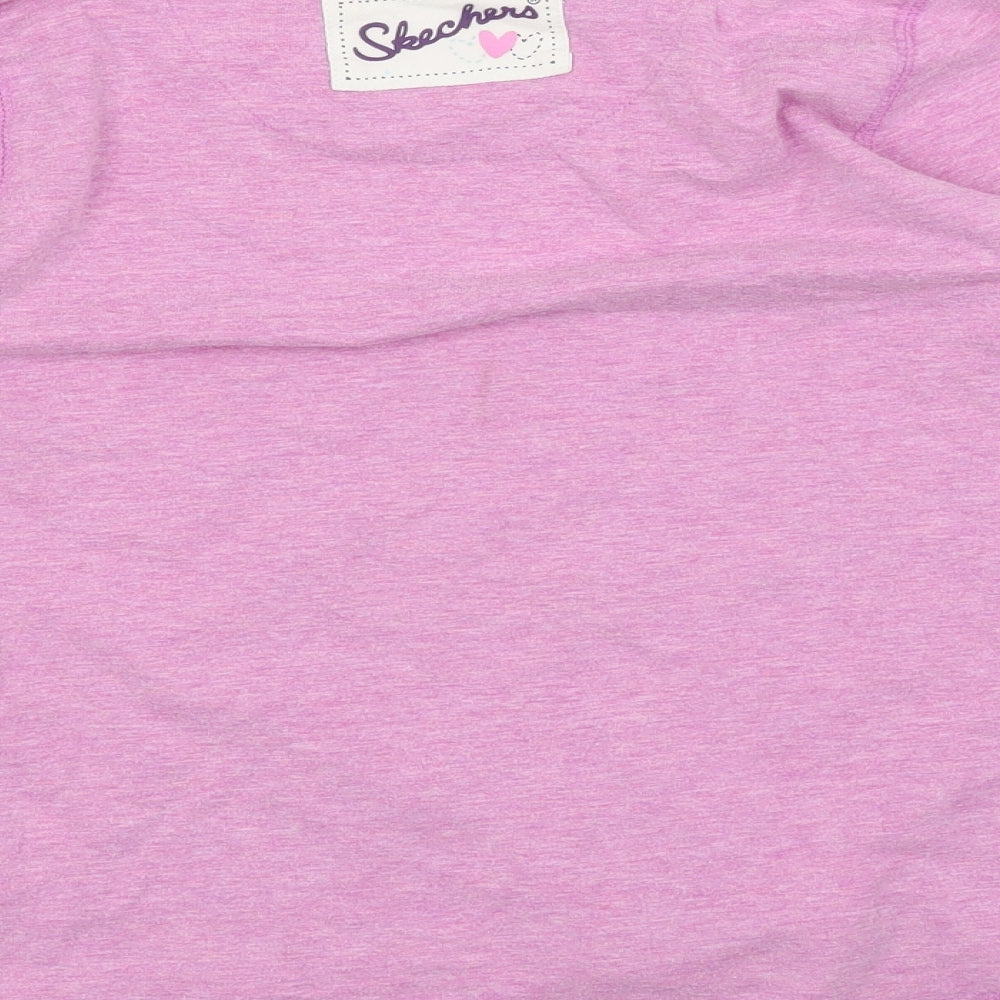 Skechers Girls Purple Floral  Basic Blouse Size 6-7 Years