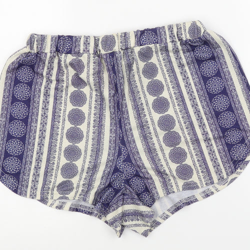 Missguided Womens Blue Striped  Hot Pants Shorts Size 8
