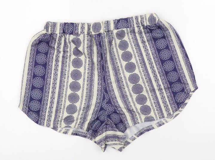Missguided Womens Blue Striped Hot Pants Shorts Size 8