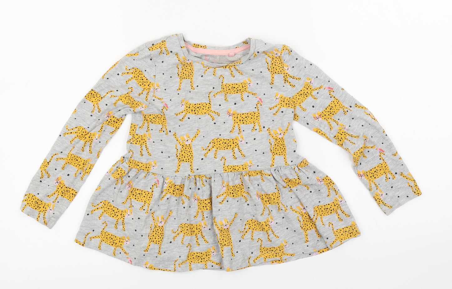 TU Girls Grey Animal Print  Basic Blouse Size 3-4 Years