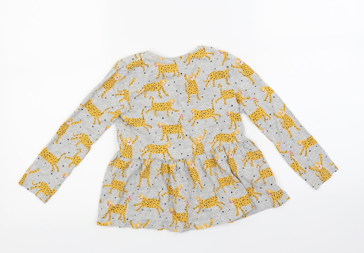 TU Girls Grey Animal Print  Basic Blouse Size 3-4 Years