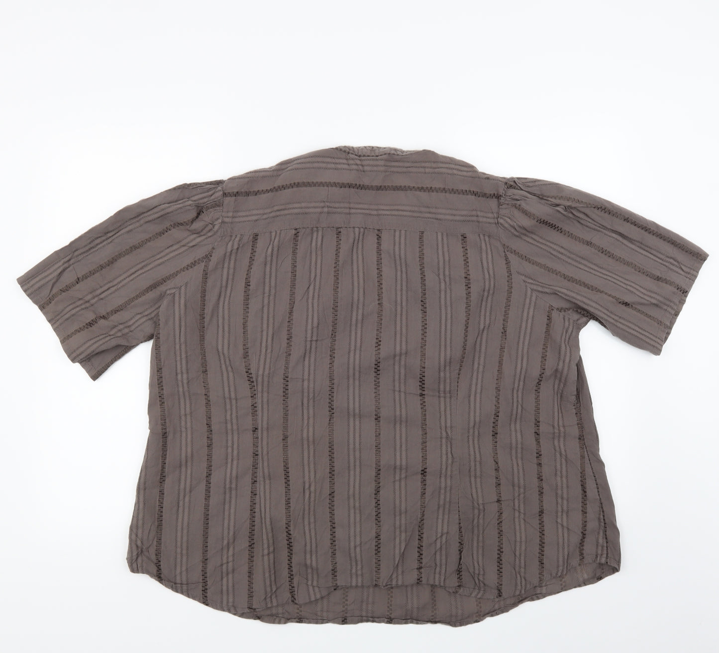 M&Co Womens Brown Striped  Basic Blouse Size 28