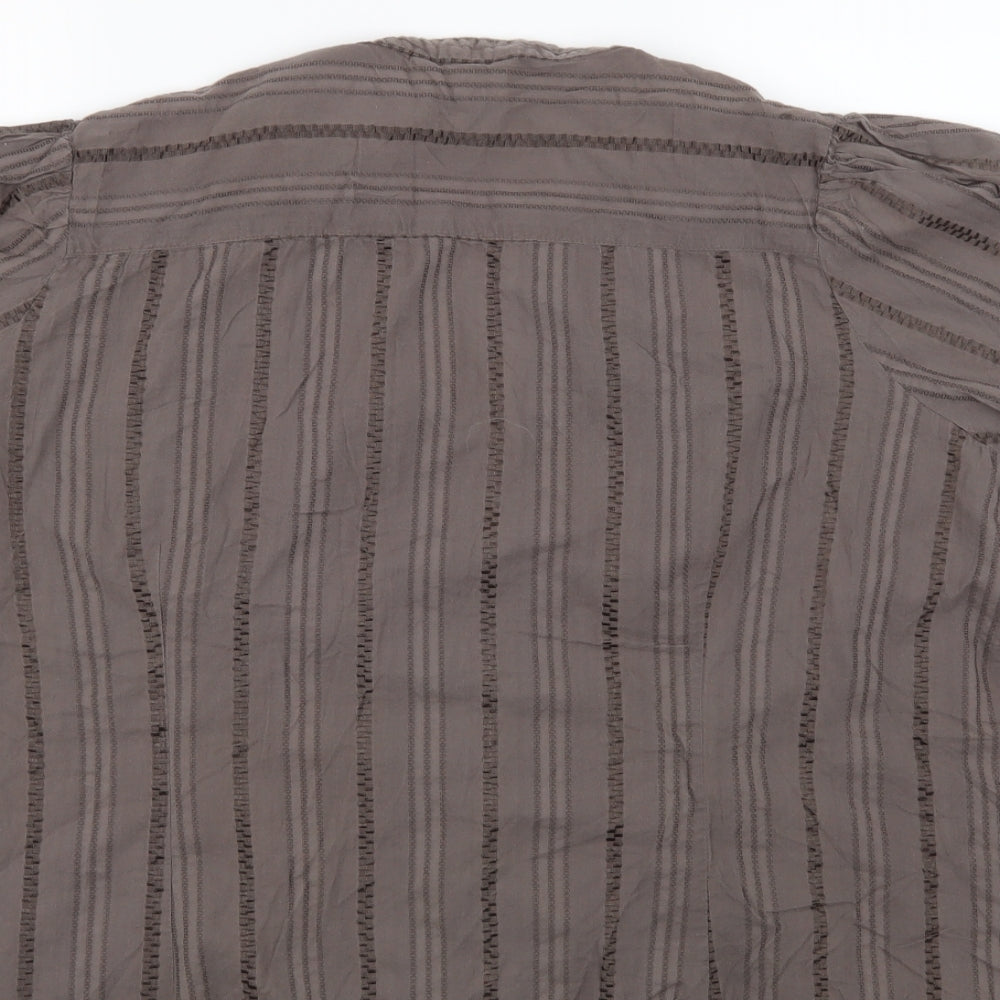M&Co Womens Brown Striped  Basic Blouse Size 28