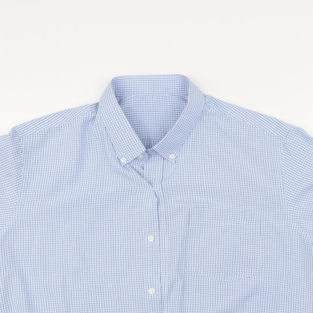 Preworn Mens Blue Check   Button-Up