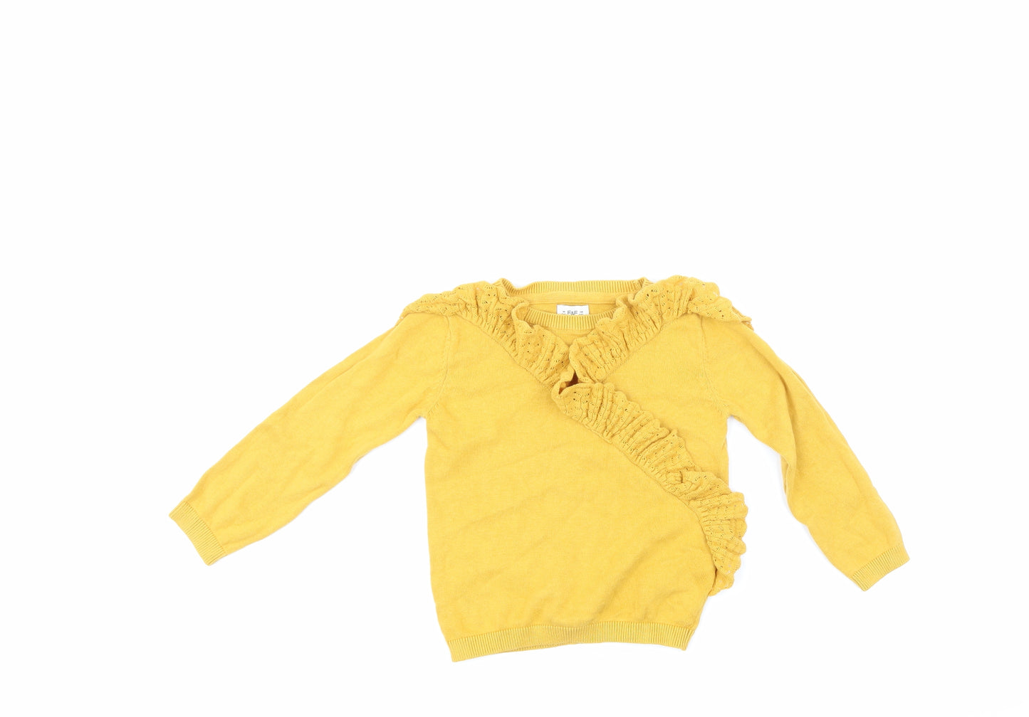F&F Girls Yellow   Pullover Jumper Size 3-4 Years