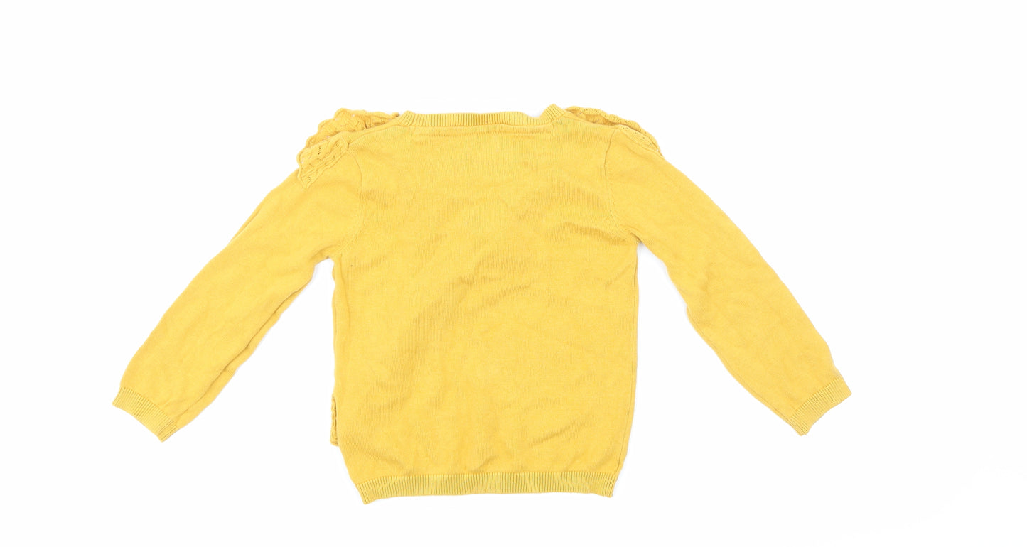 F&F Girls Yellow   Pullover Jumper Size 3-4 Years