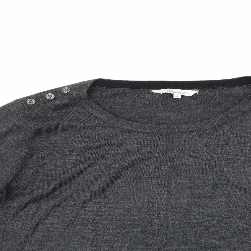 Peacocks Womens Grey   Pullover Jumper Size 14