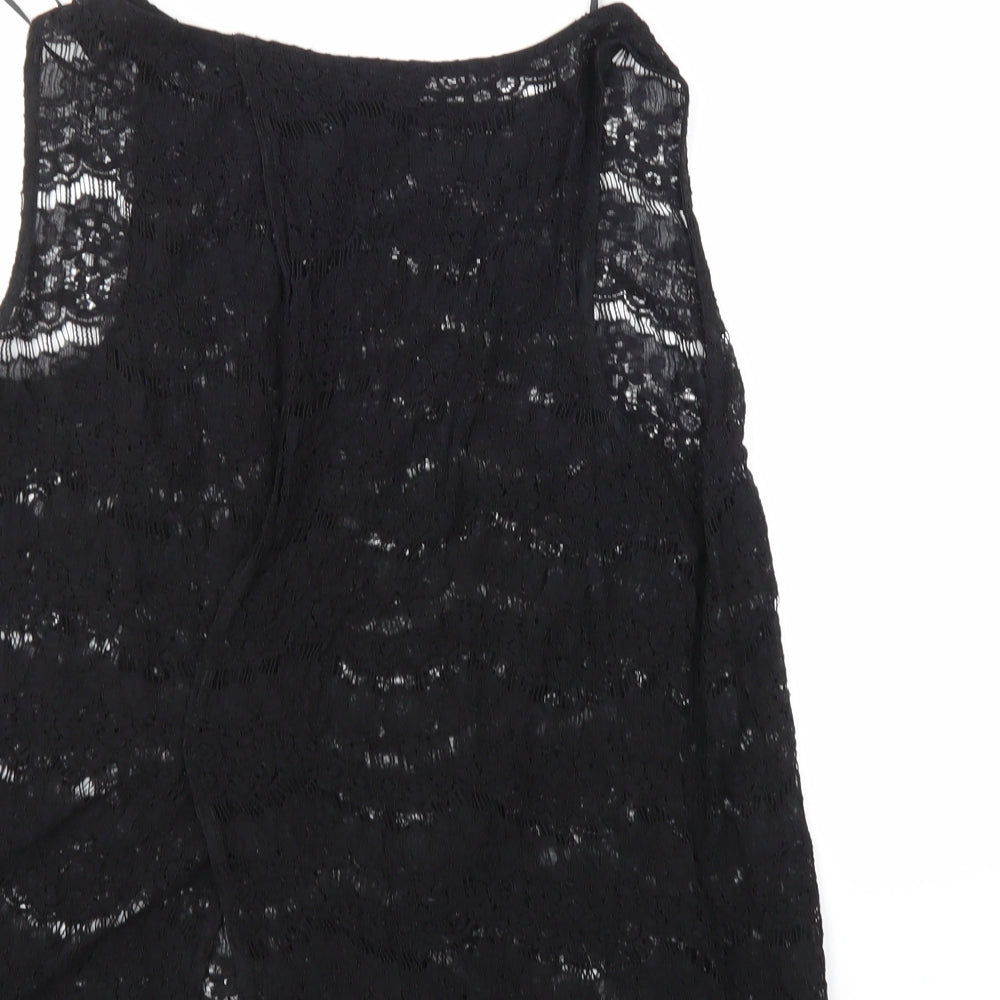 George Womens Black Floral  Basic Blouse