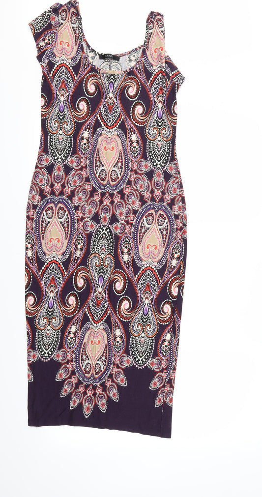 Front view of Dunnes women’s multicoloured paisley a-line