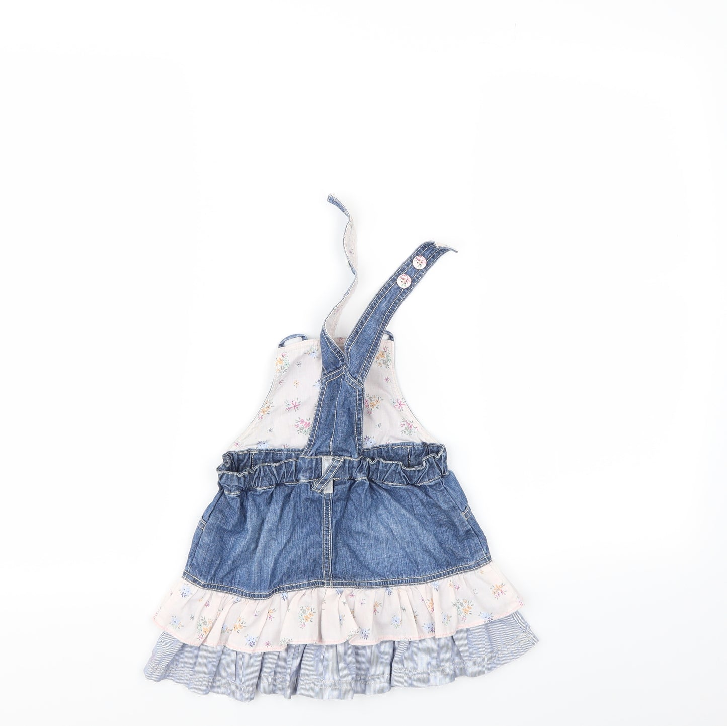 NEXT Girls Blue  Denim Pinafore/Dungaree Dress  Size 9-12 Months