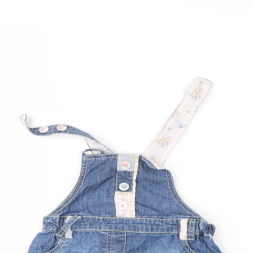 NEXT Girls Blue  Denim Pinafore/Dungaree Dress  Size 9-12 Months