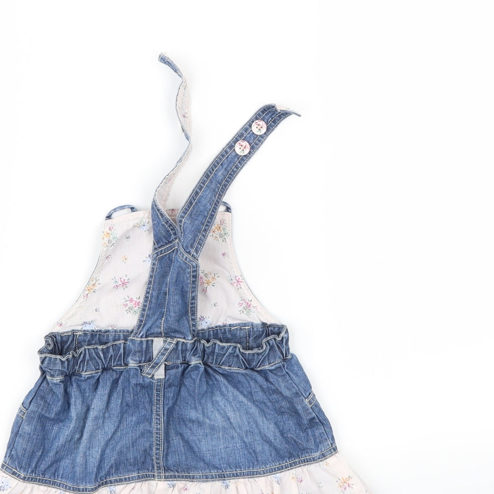 NEXT Girls Blue  Denim Pinafore/Dungaree Dress  Size 9-12 Months