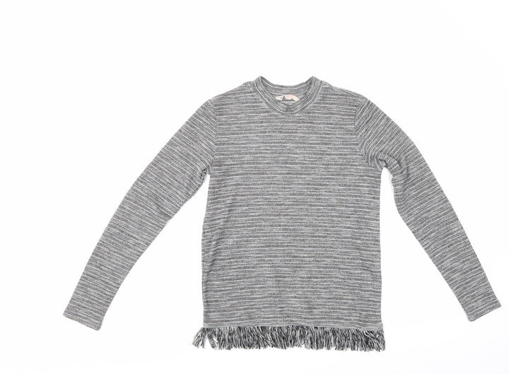 H&M Girls Grey Striped Pullover Jumper Size 14 Years