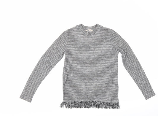 H&M Girls Grey Striped  Pullover Jumper Size 14 Years