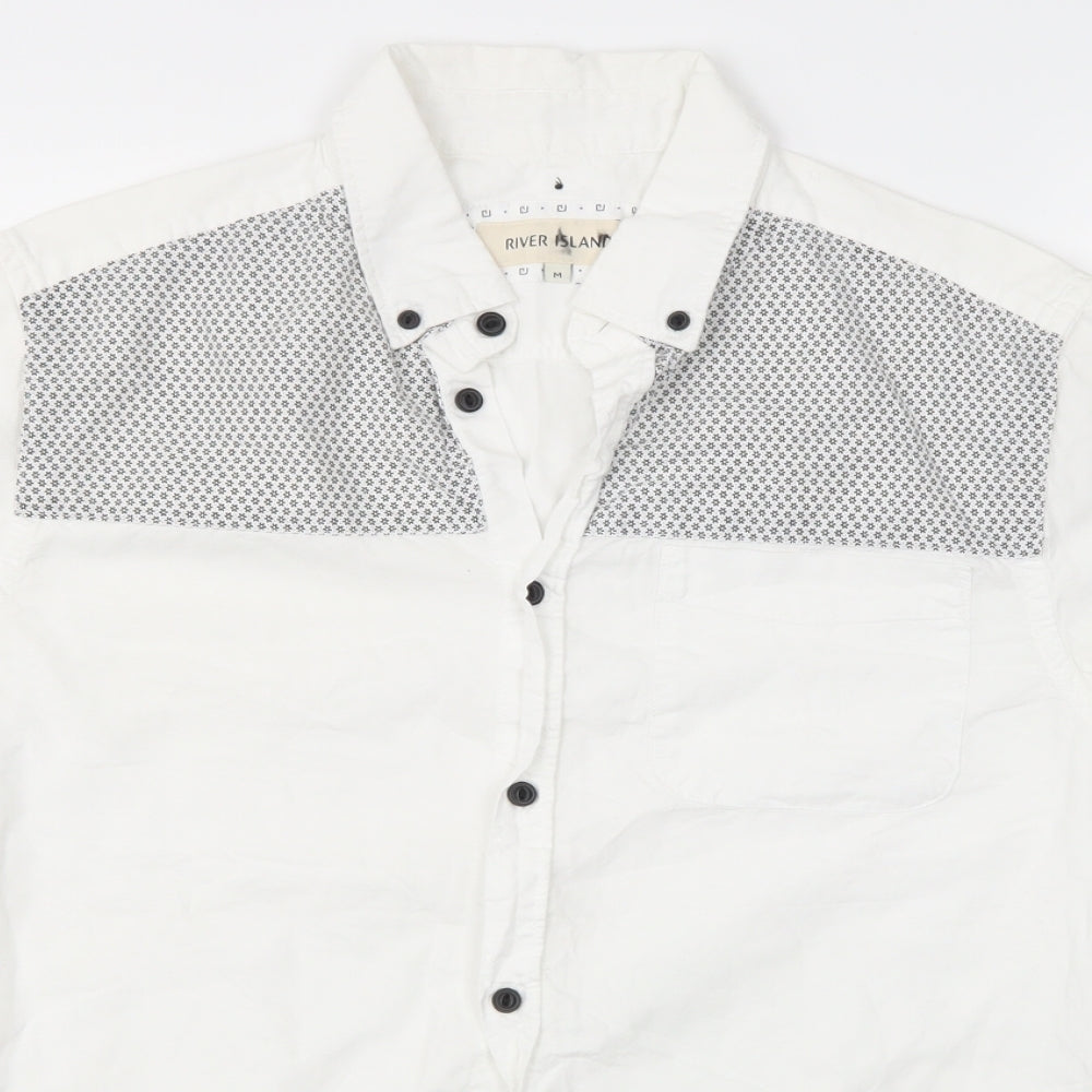 River Island Mens White    Button-Up Size M