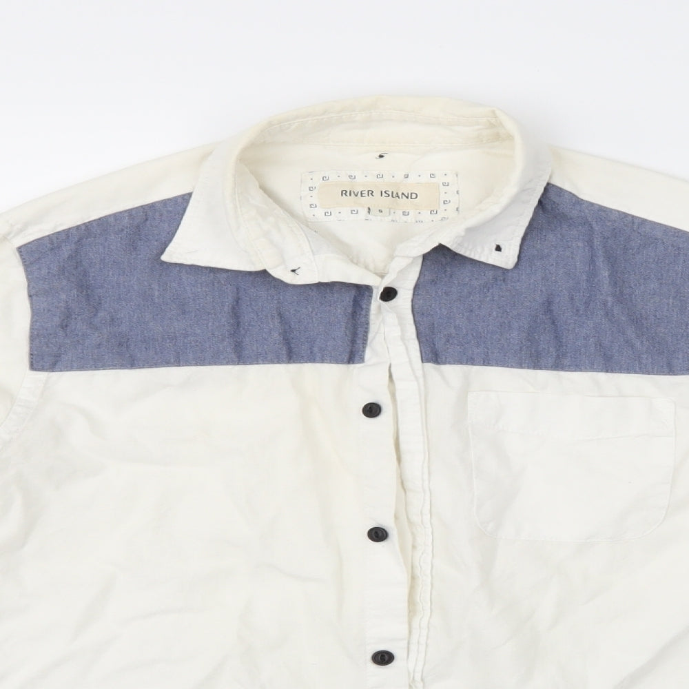 River Island Mens White    Button-Up Size M